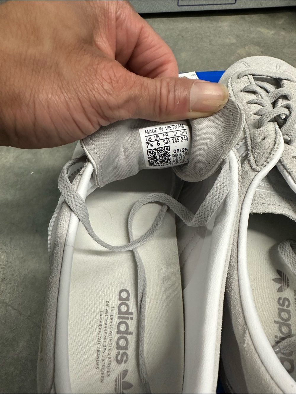 adidas Women’s Gazelle Lo Pro Sneakers in Ivory with Off White Stripes - Picture 5 of 7